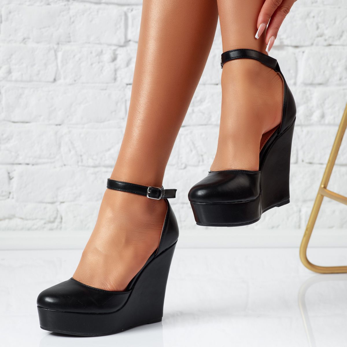 Дамски обувки на платформа Ilona черен #13950
