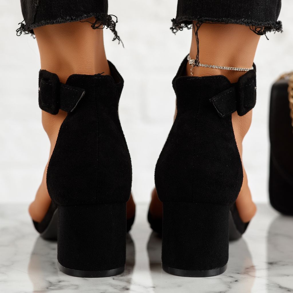 Дамски сандали на ток Clover Черен2 #14492