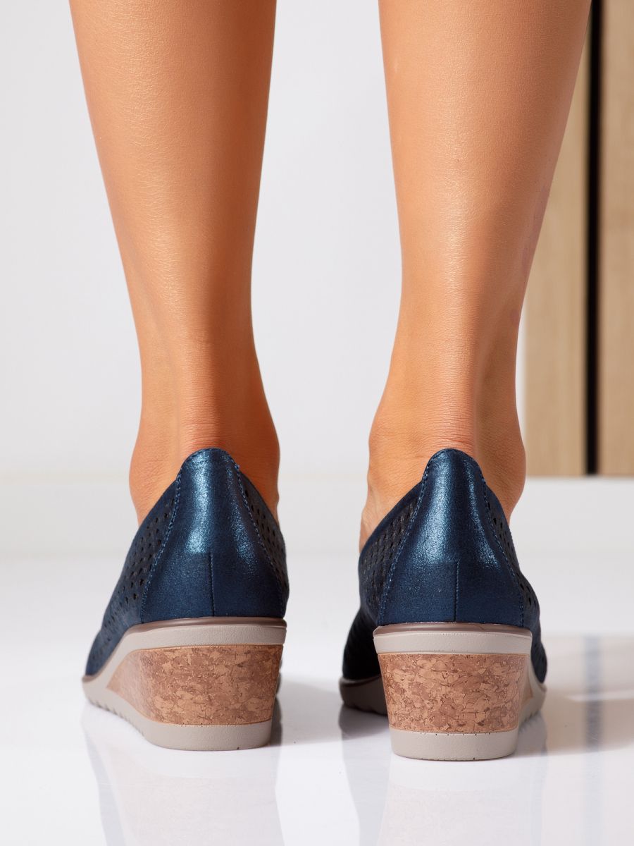 Дамски обувки с тъмносиня платформа от екологична кожа Hazel #18742