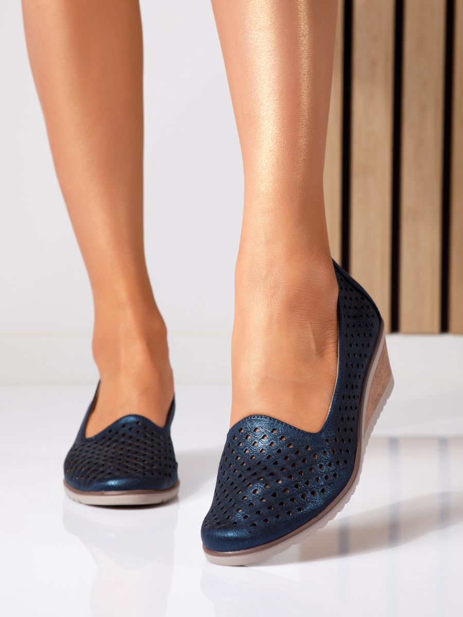 Pantofi dama cu platforma bleumarin din piele ecologica Hazel #18742