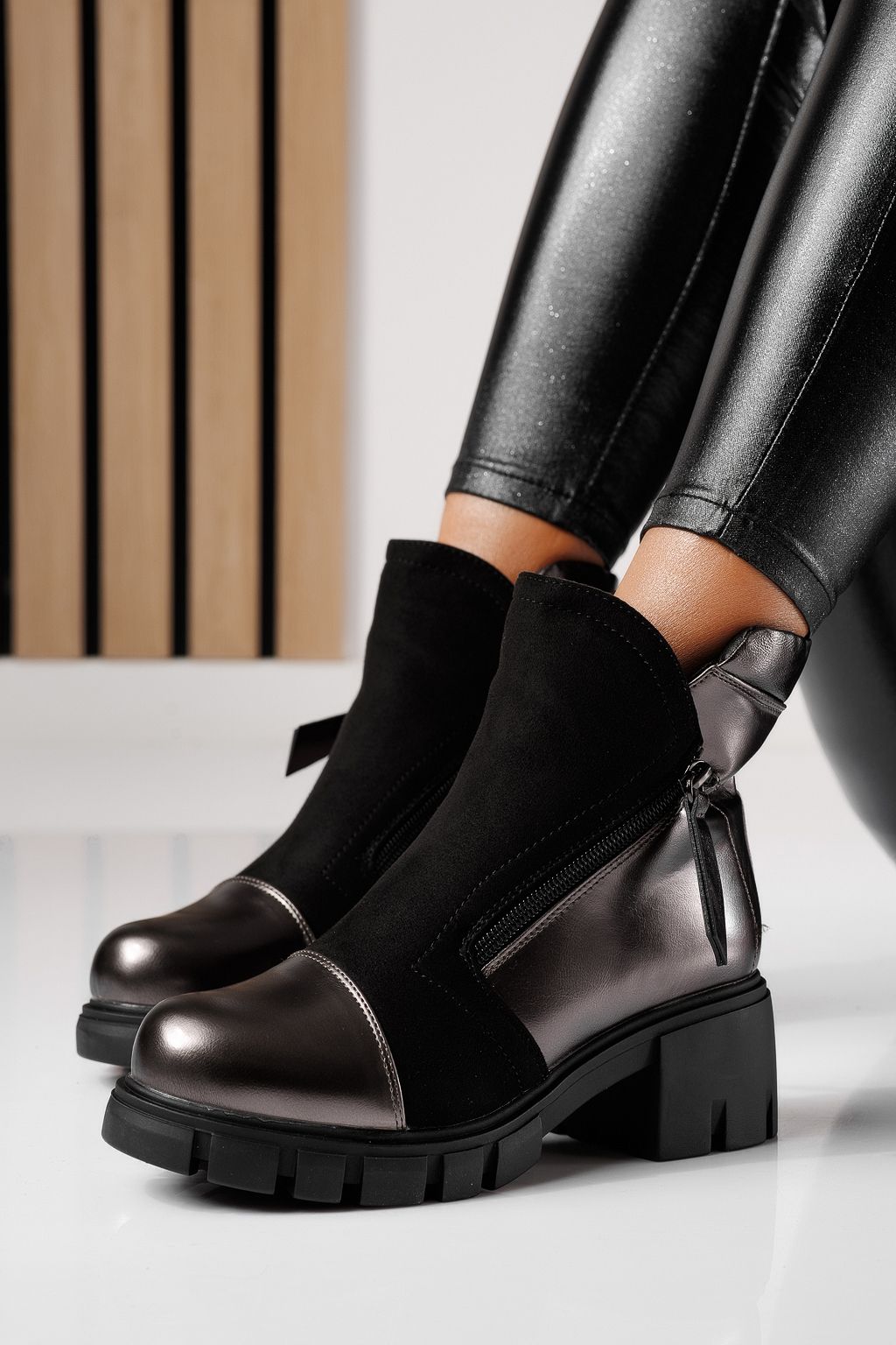 Ghete Dama Îmblănite Damien Gri #12987