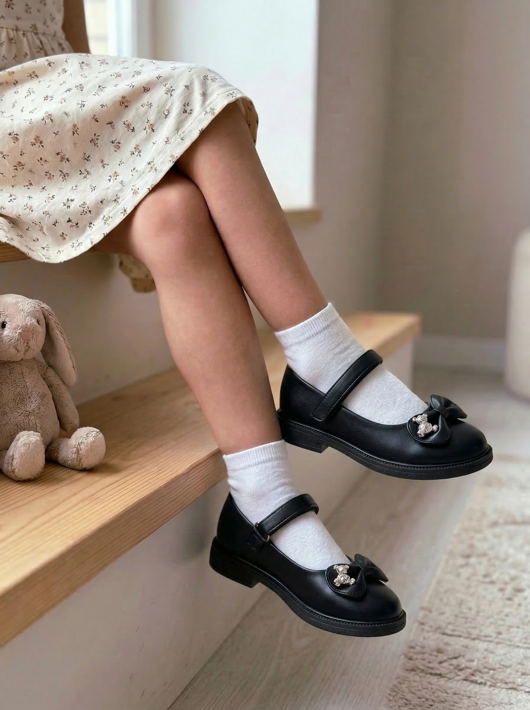 Pantofi fete negri din piele ecologica Lorete2 #24626