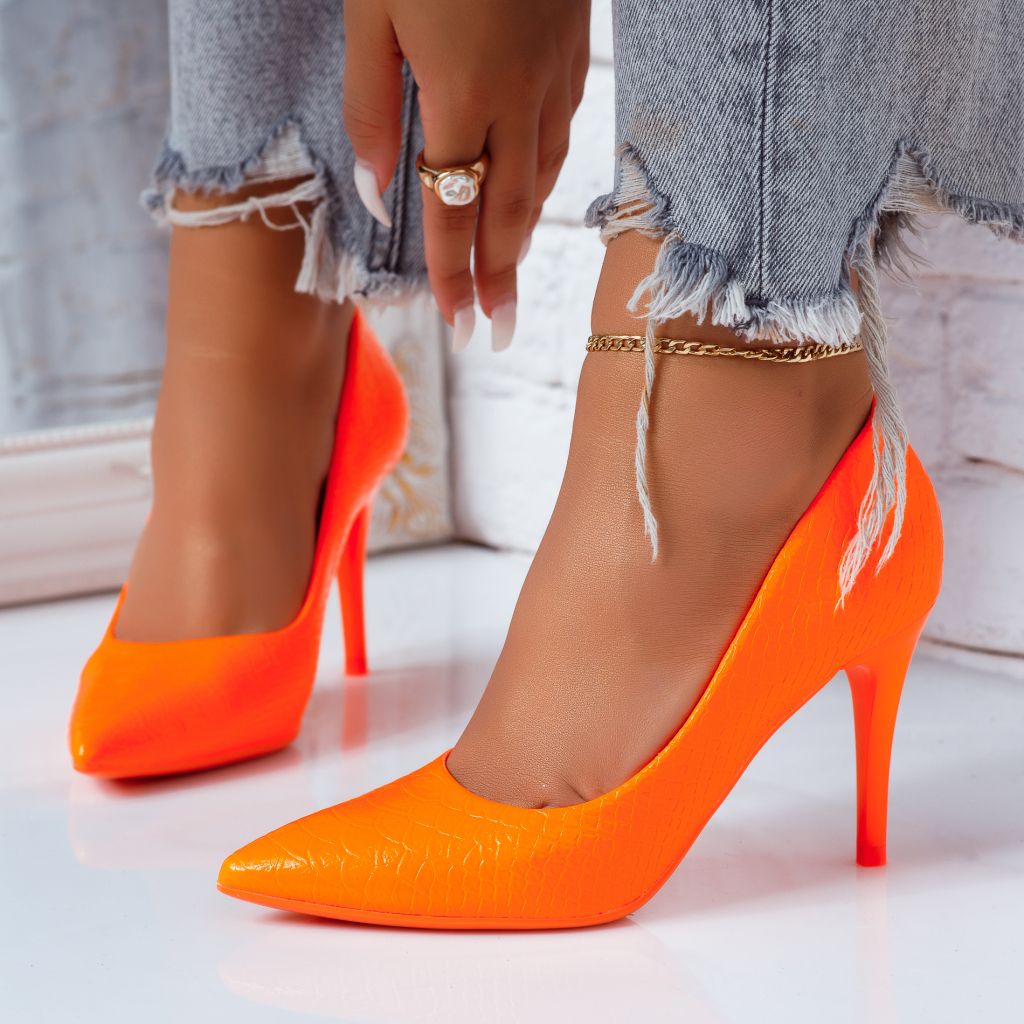 Обувки на токчета Galia оранжево #6669M