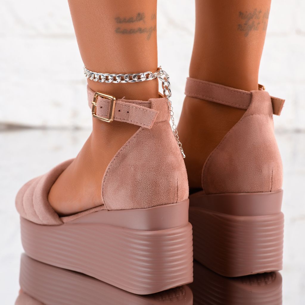 Дамски сандали с платформата Novah розово #10273