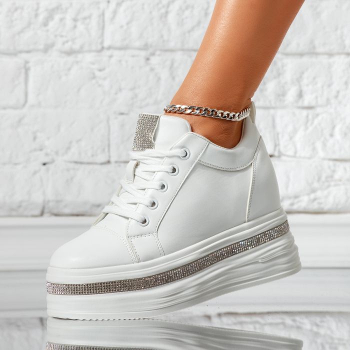 Дамски спортни обувки с платформа Tharin Бяло #14590