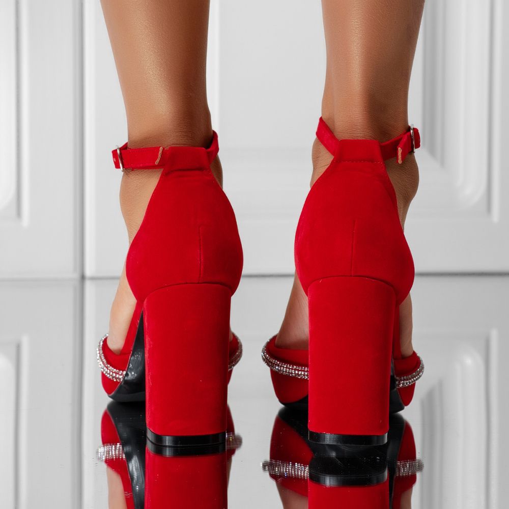 Дамски Обувки  с Ток Isabella Червени #16328