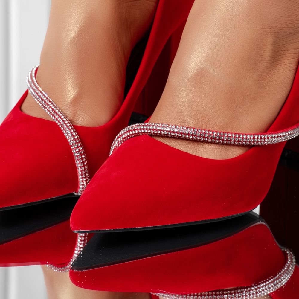 Pantofi Dama Cu Toc Amelia Rosii #16316