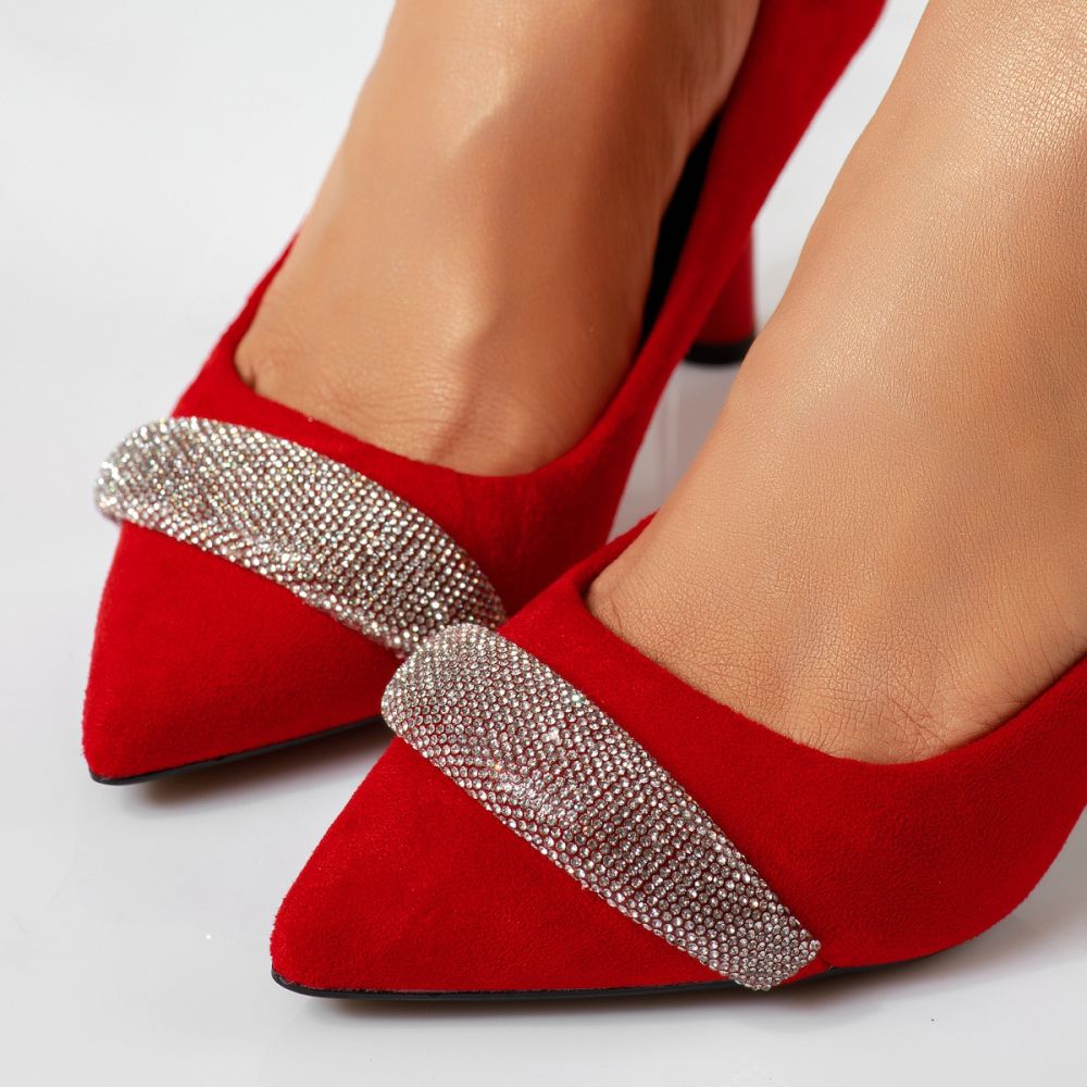 Pantofi Dama cu Toc Thea2 Rosii #16665