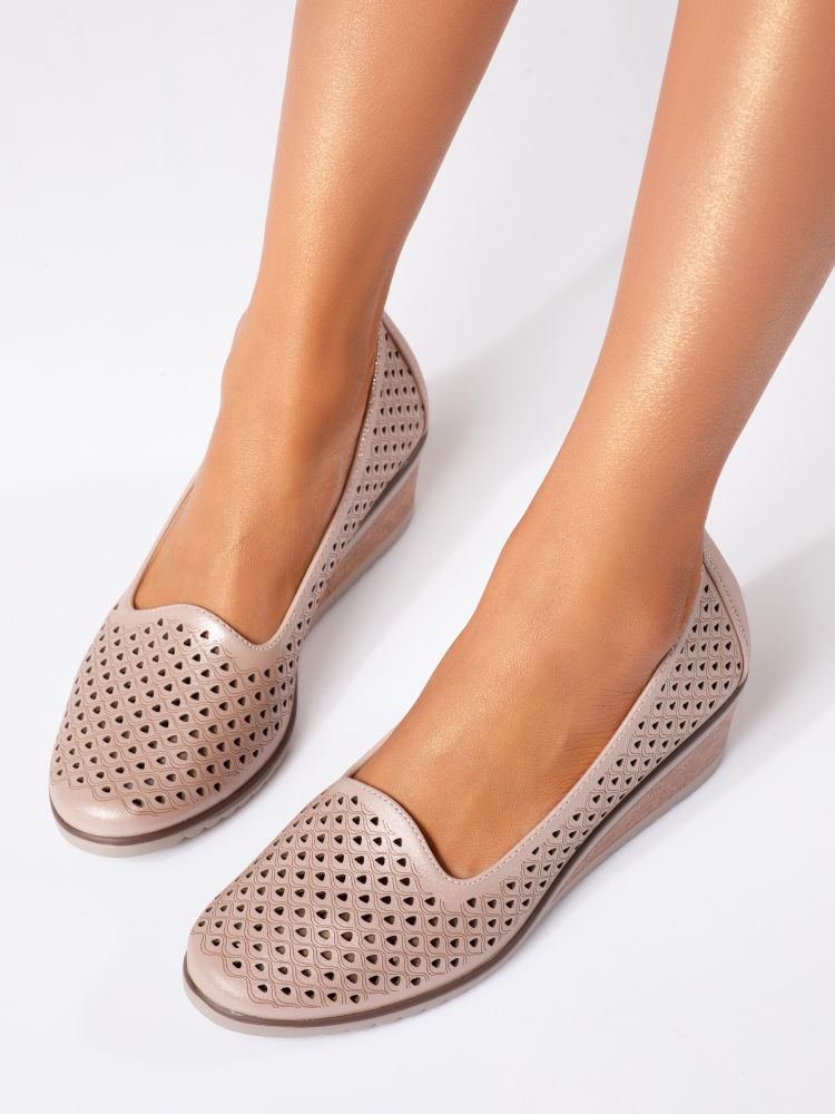 Дамски обувки с розова платформа от еко кожа Hazel #18739