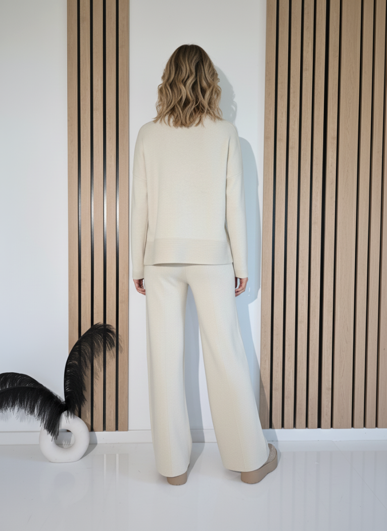 Compleu Dama bej Adela 2 piese tricot #A1235