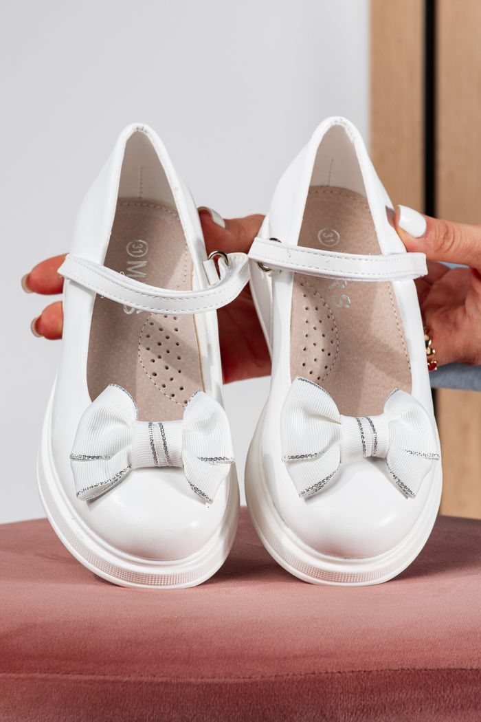 Pantofi fete albi din piele ecologica Alis2 #24649