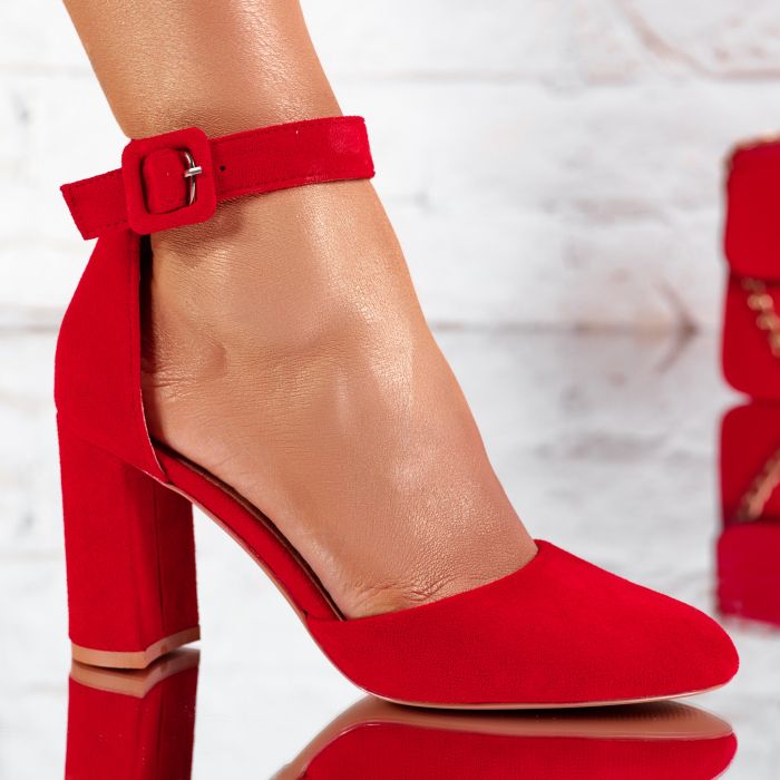 Дамски обувки с токчета Hannah червен #12428