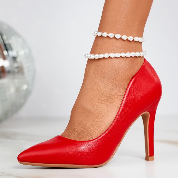 Дамски обувки с ток Suzy червен #12376