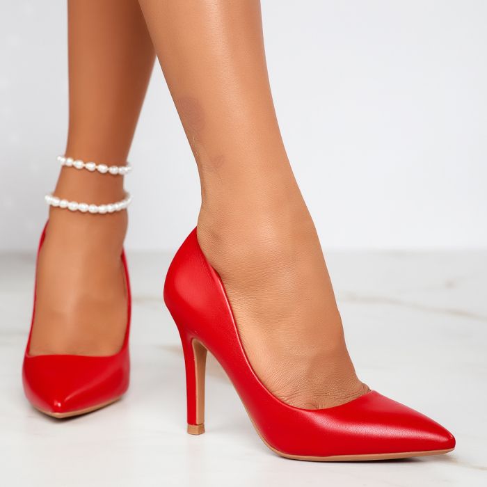 Дамски обувки с ток Suzy червен #12376