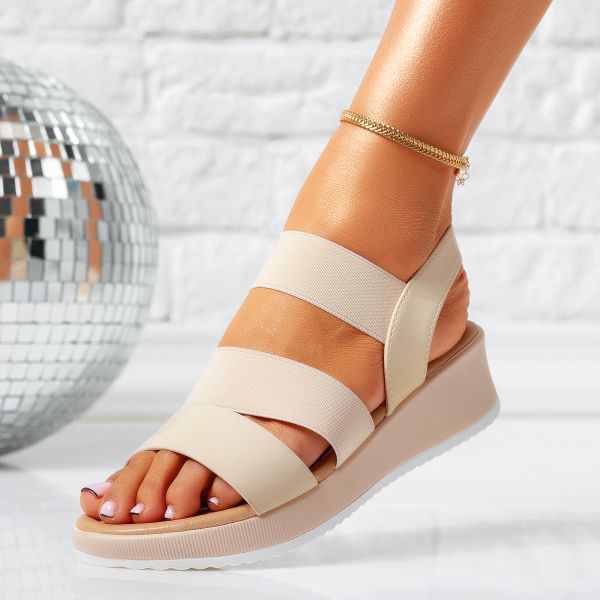 Sandale Dama cu Platforma Levi Bej #15133