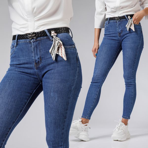 Blugi Skinny cu PushUp Dama Nova Albastri #A578