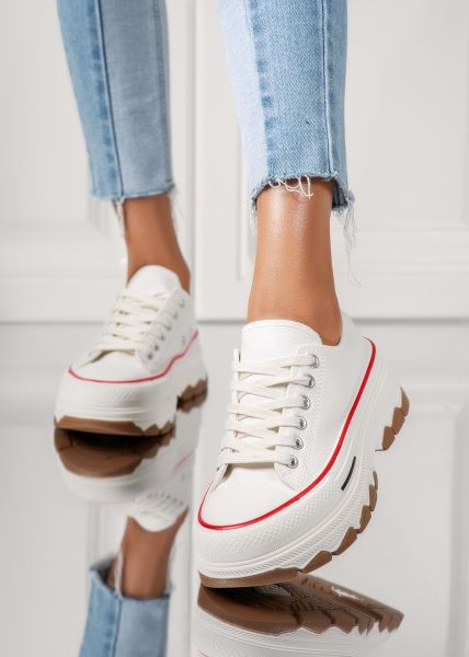 Adidasi dama albi din material textil Calioppe #18031