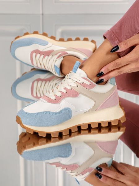 Adidasi dama albastri din piele ecologica Emira #18217