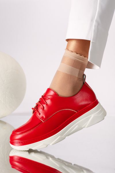 Pantofi casual dama rosii din piele ecologica Iris #18268