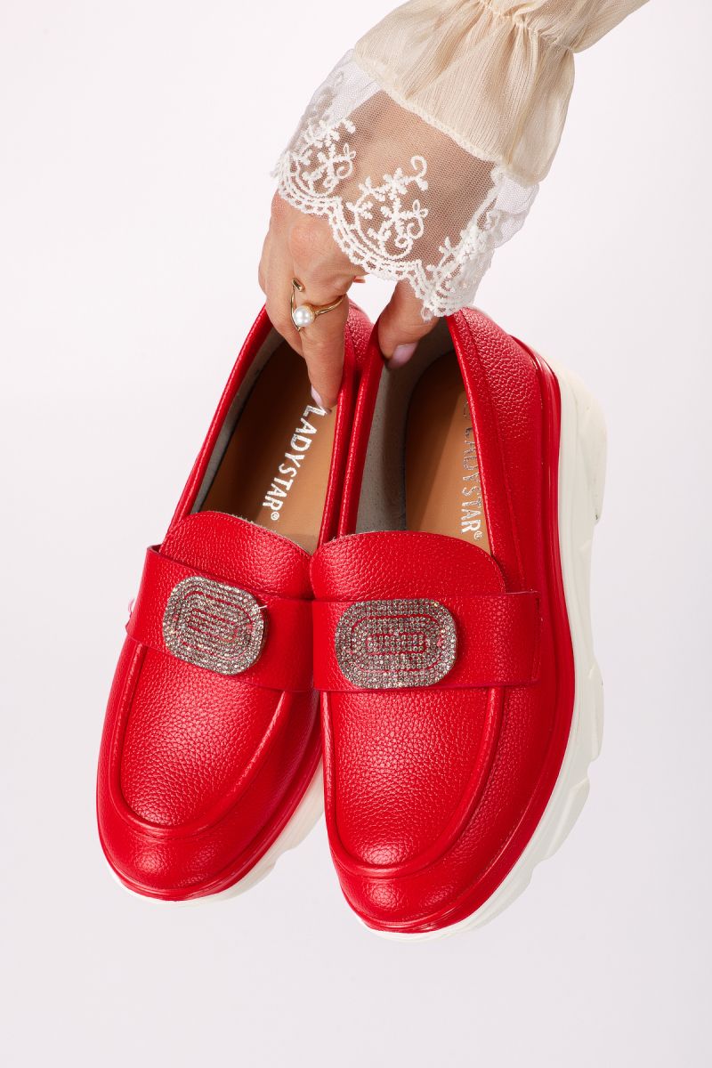 Pantofi casual dama rosii din piele ecologica Alice #18253
