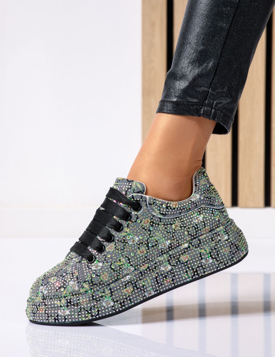 Adidasi dama negri din material textil Olivia #18664