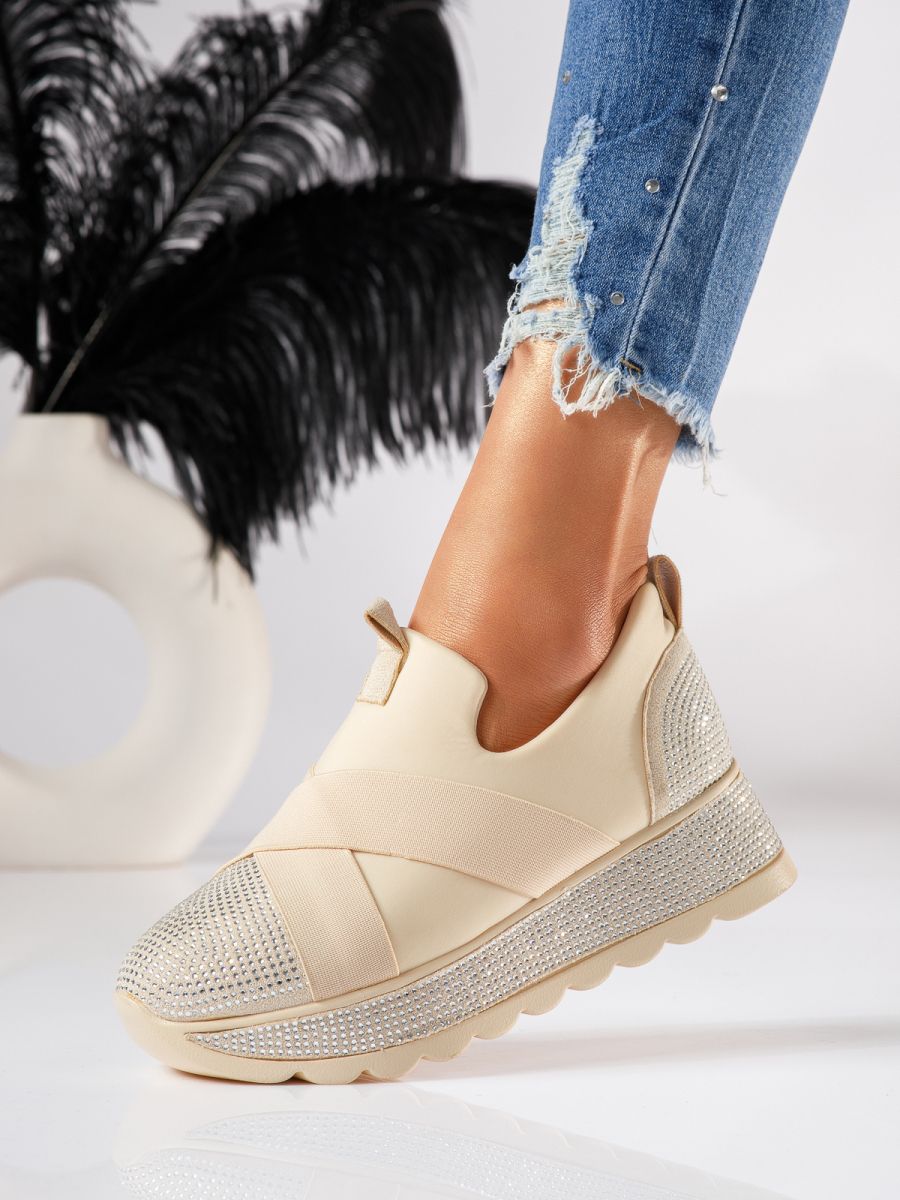 Adidasi dama bej din material textil Rosalia #18827