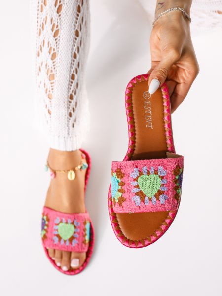 Papuci dama fucsia din material textil Miley #18872