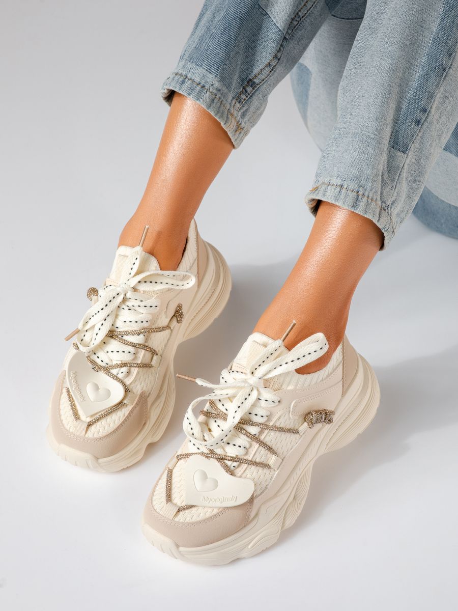 Adidasi dama bej din piele ecologica Bria #19242