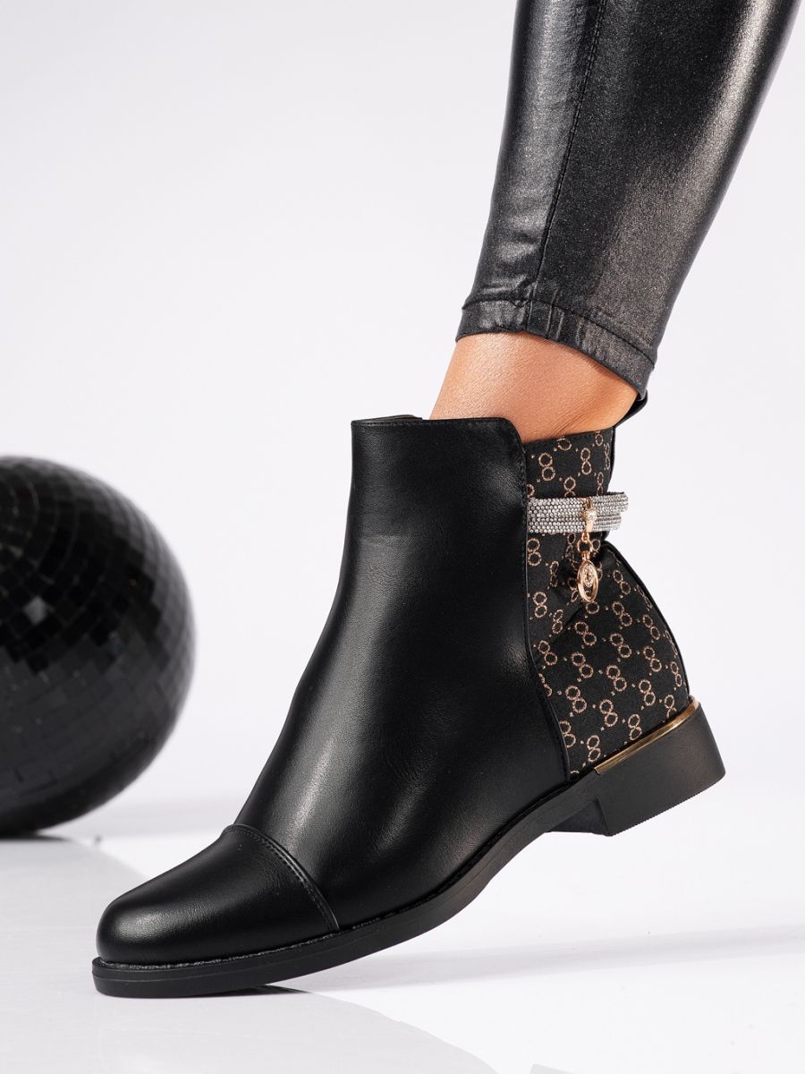 Ghete dama îmblanite negre din piele ecologica Dia #20254