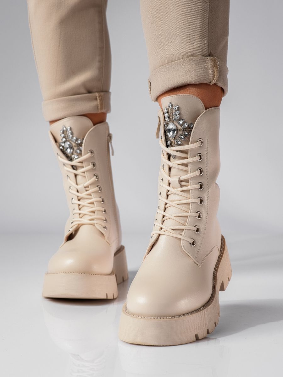 Ghete dama bej din piele ecologica Calliope #20170