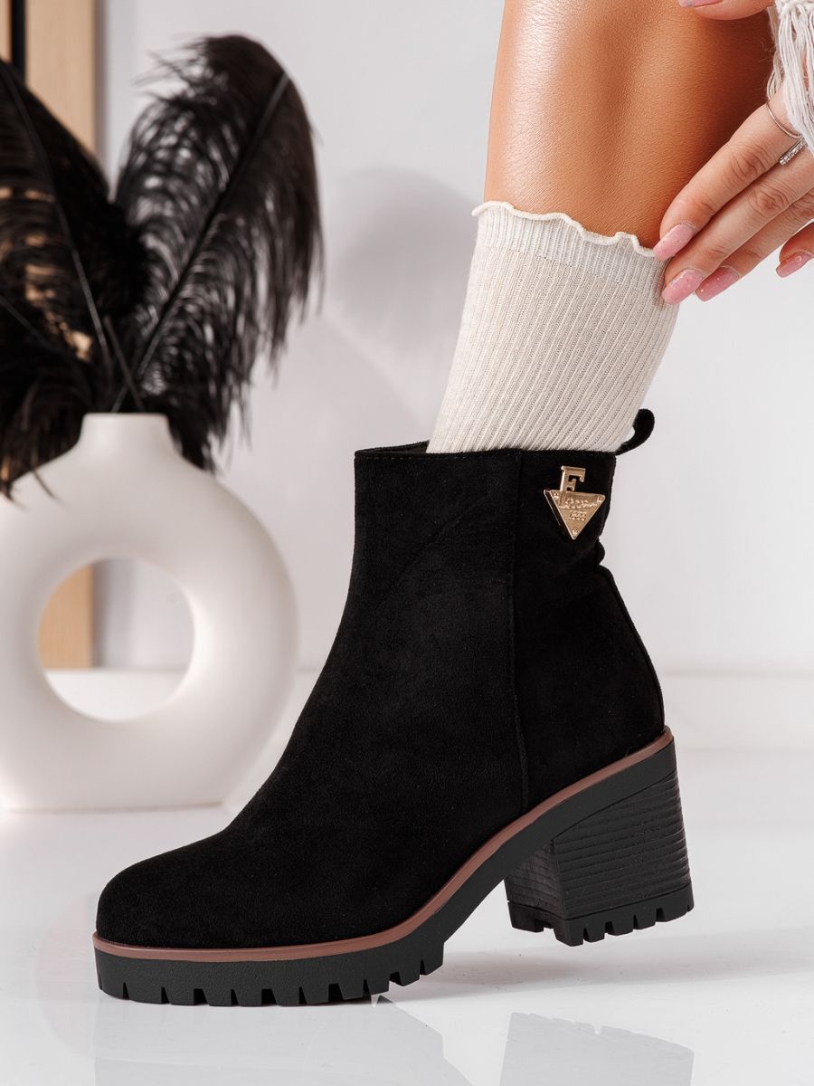 Botine dama îmblanite negre din piele ecologica intoarsa Anita #20606