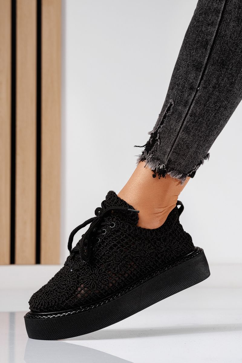 Pantofi casual dama negri din material textil Asha #20950