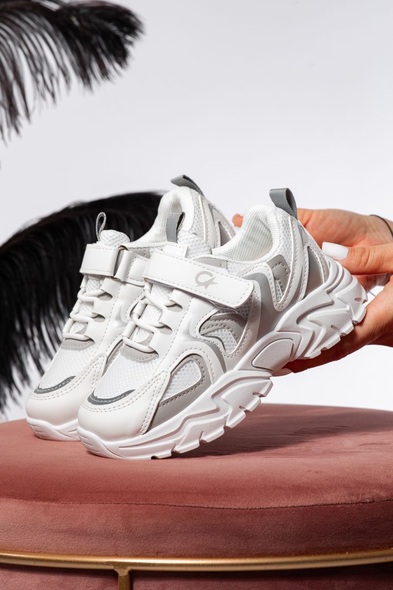 Adidasi copii gri din piele ecologica Selin #21371