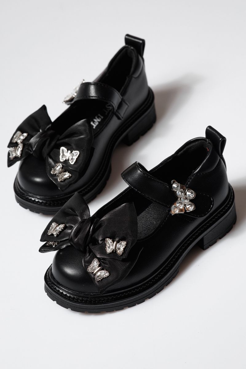 Pantofi fete negri din piele ecologica Mabel #21481