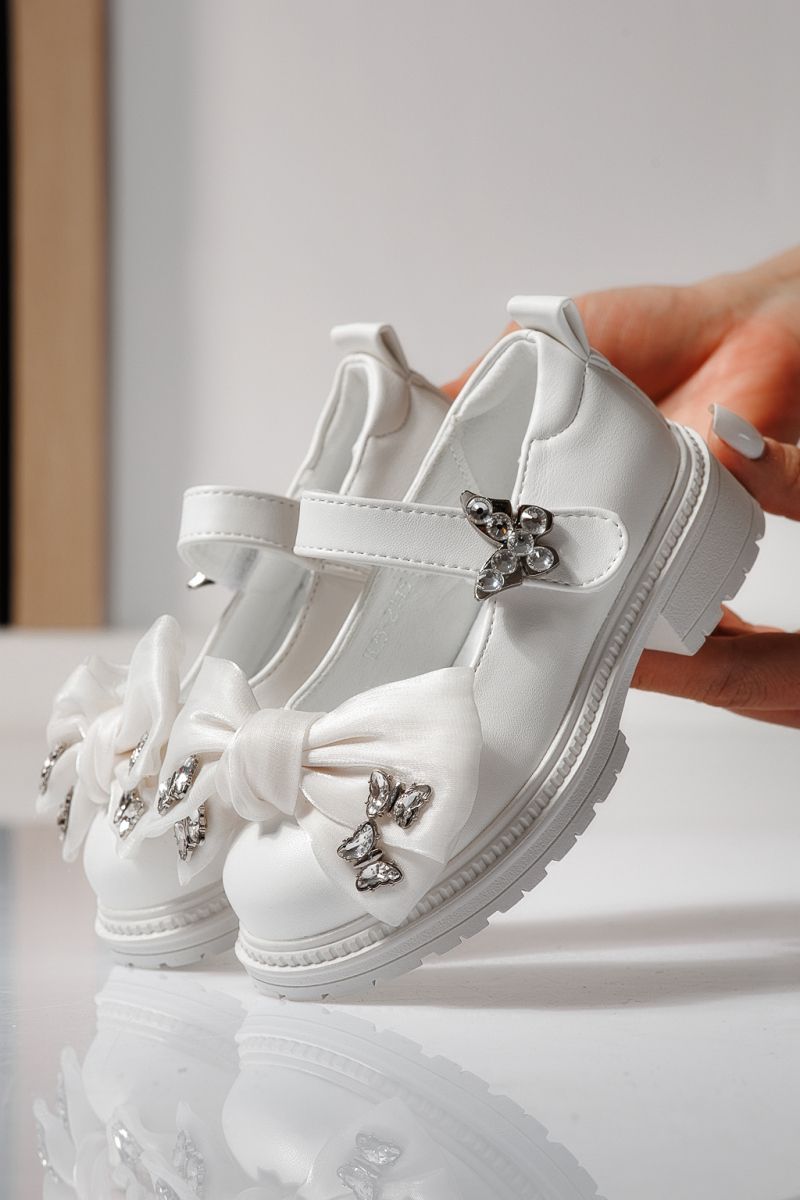 Pantofi fete albi din piele ecologica Mabel2 #21482