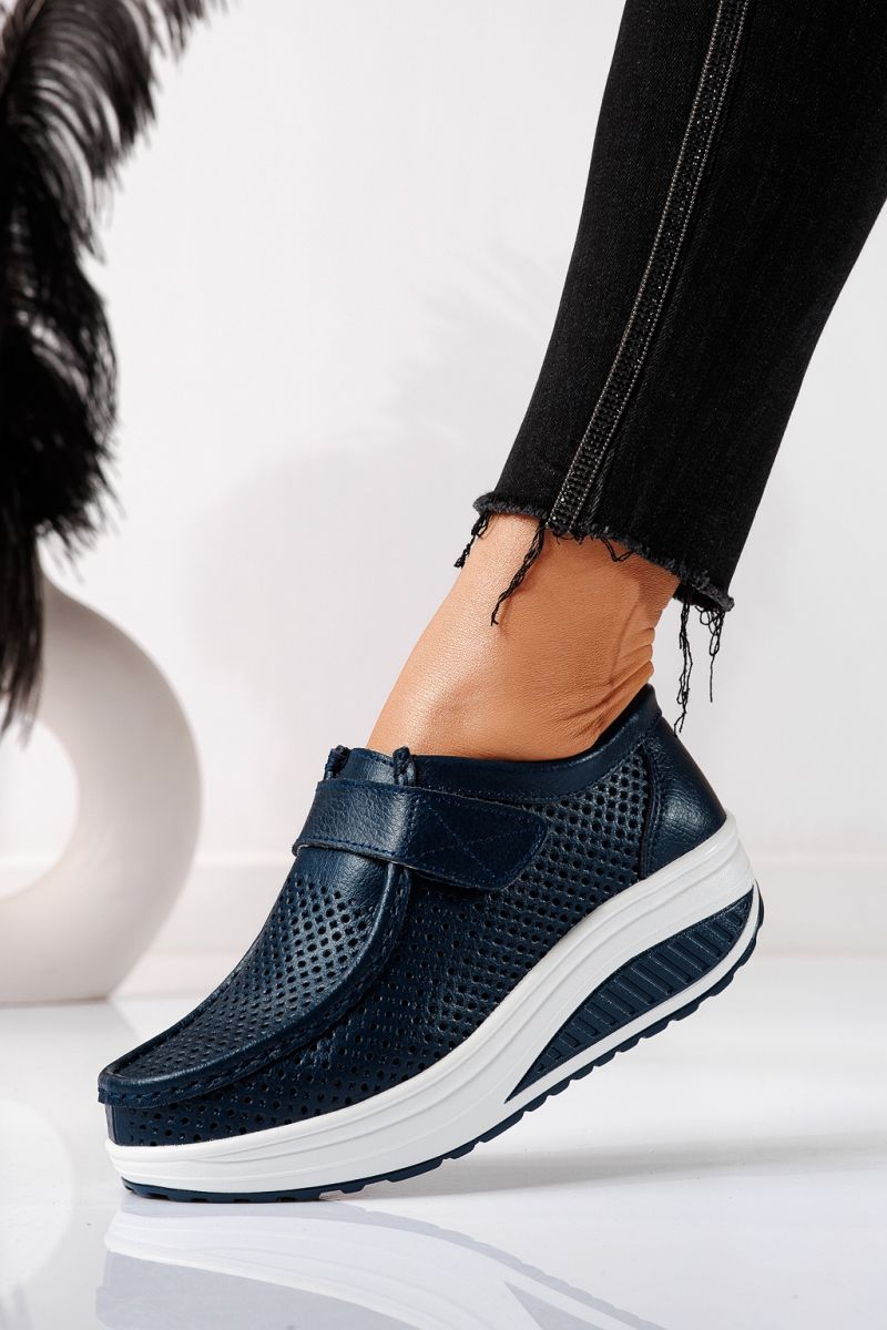 Pantofi casual dama bleumarin din piele naturala Delia #21541