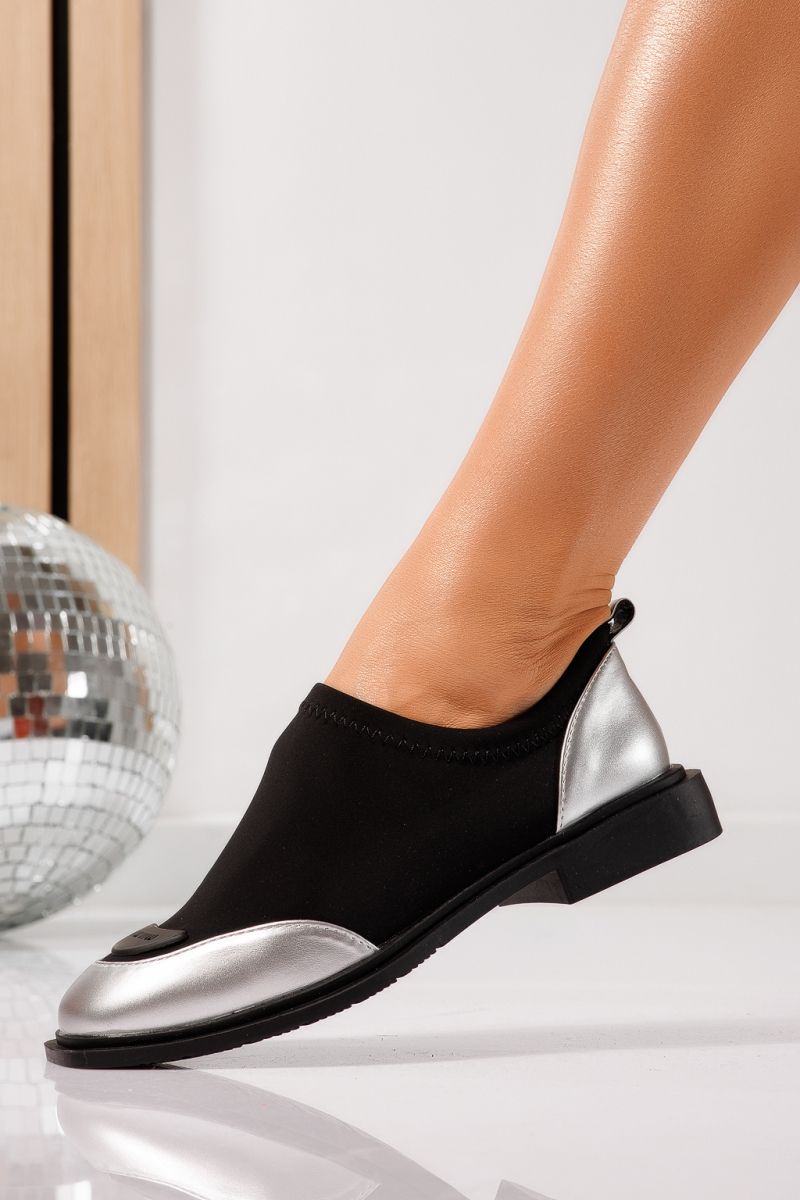 Pantofi casual dama argintii din piele ecologica Nazli #21821