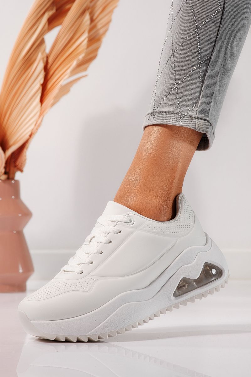 Adidasi dama albi din piele ecologica Audrey #21849