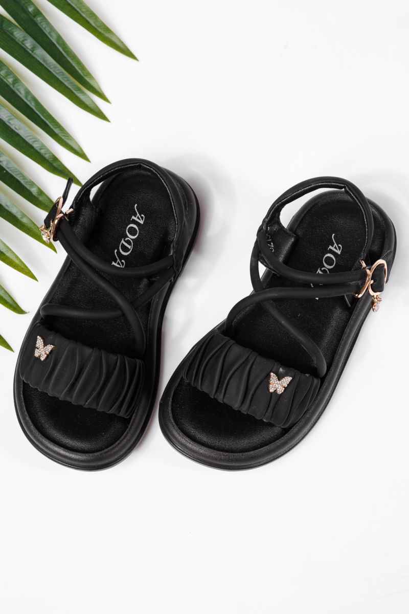 Sandale fete negre din piele ecologica Angela #22189