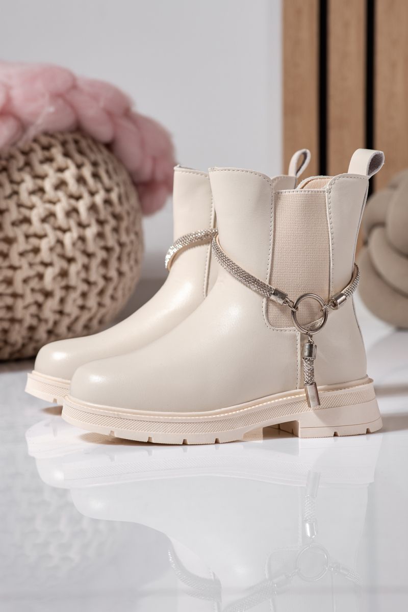 Ghete fete imblanite bej din piele ecologica Ana #22566