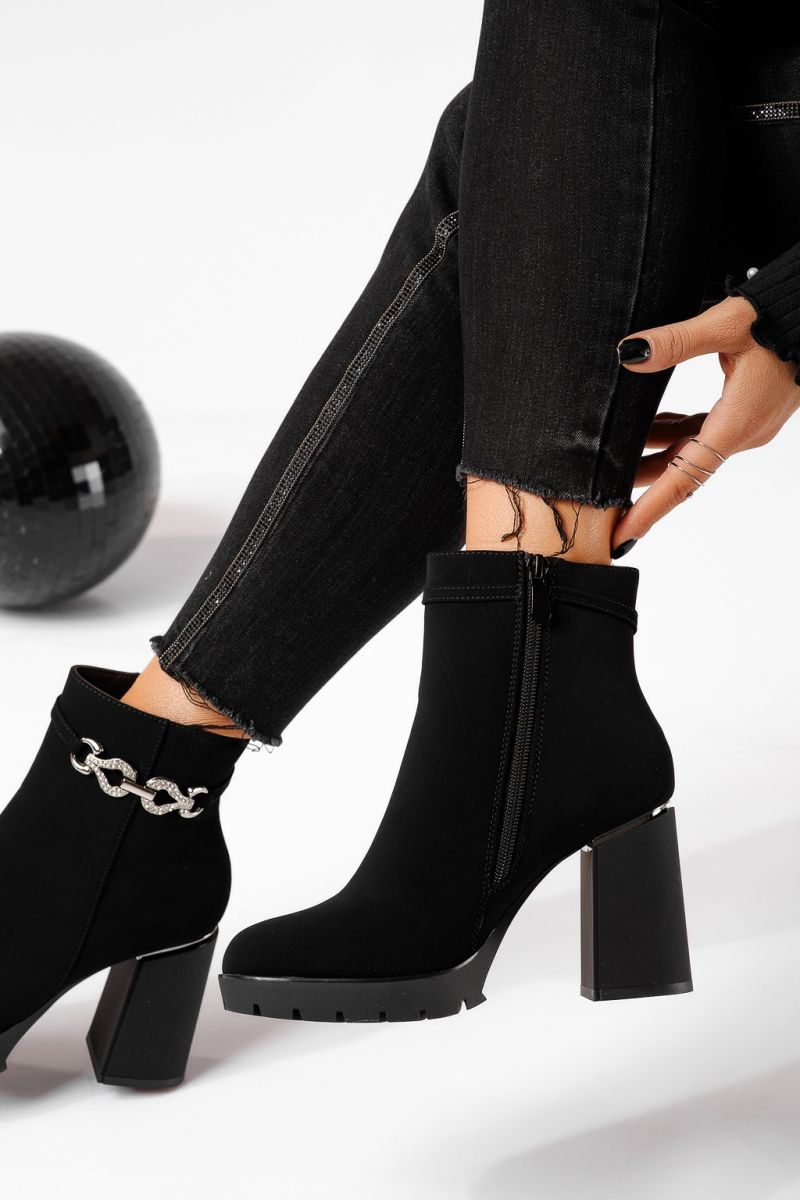 Botine dama îmblanite negre din piele ecologica Alice #22643