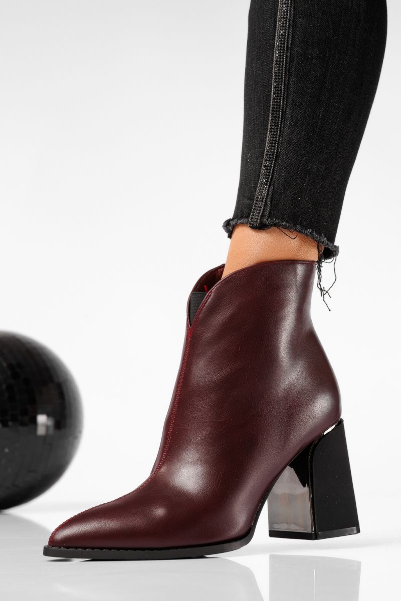 Botine dama vatuite bordo din piele ecologica Dalia #22650