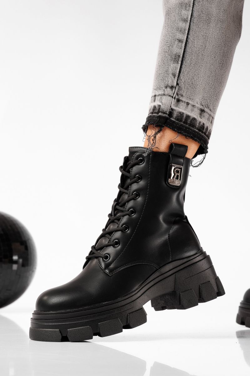 Ghete dama îmblanite negre din piele ecologica Kiara #22664