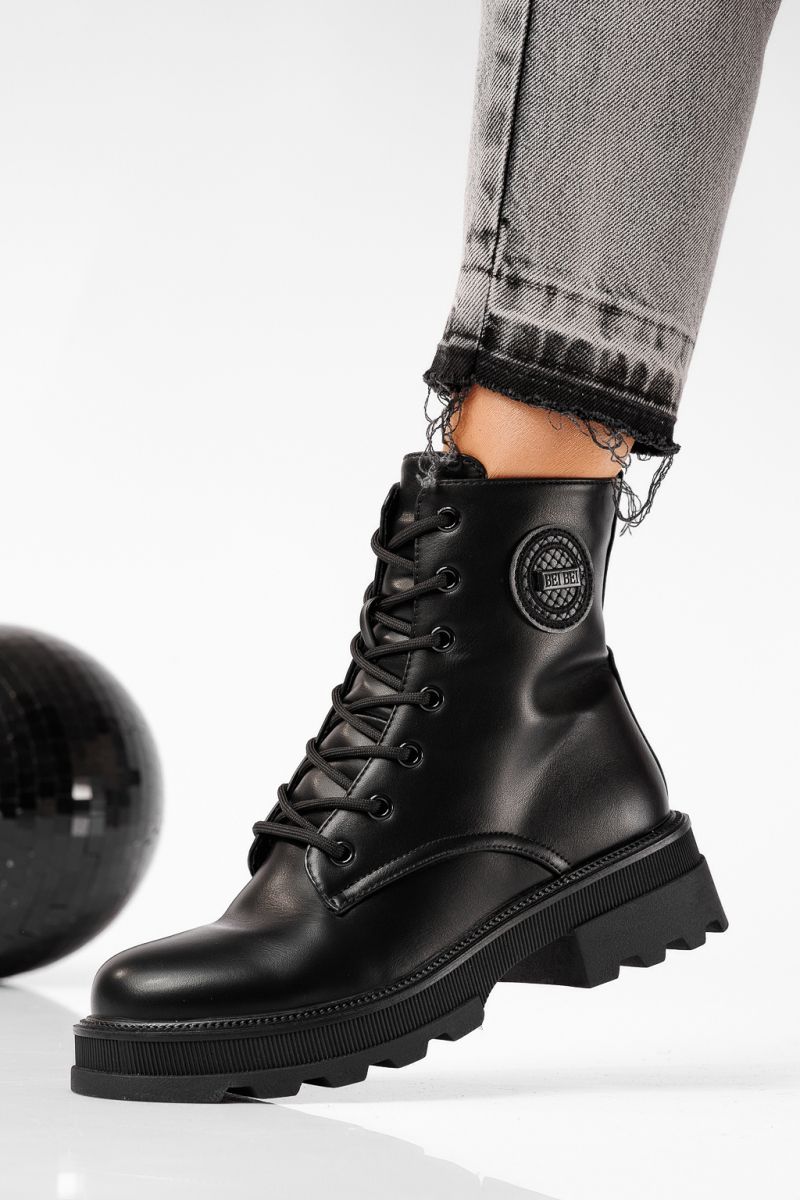 Ghete dama îmblanite negre din piele ecologica June #22661