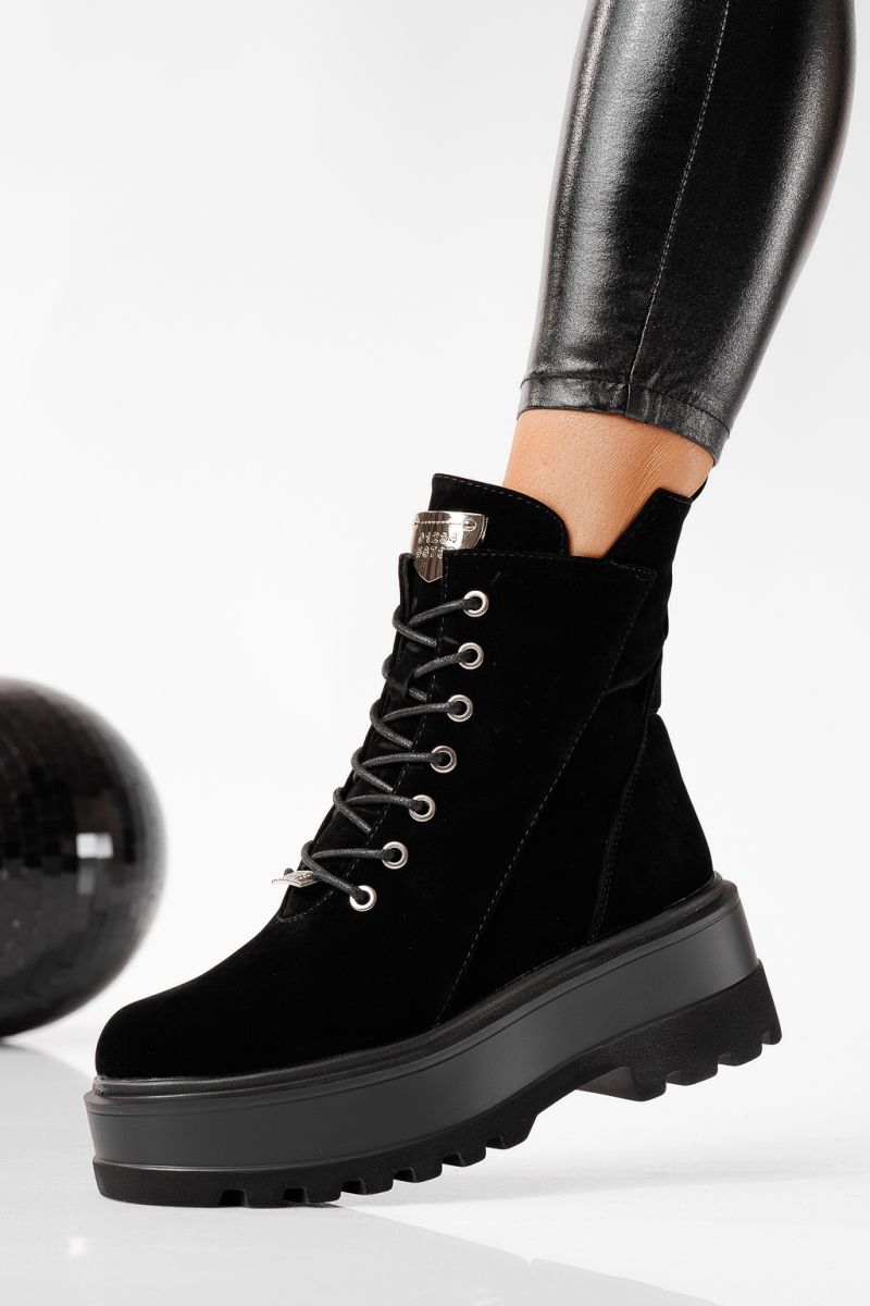 Ghete dama îmblanite negre din piele ecologica Elena #22677