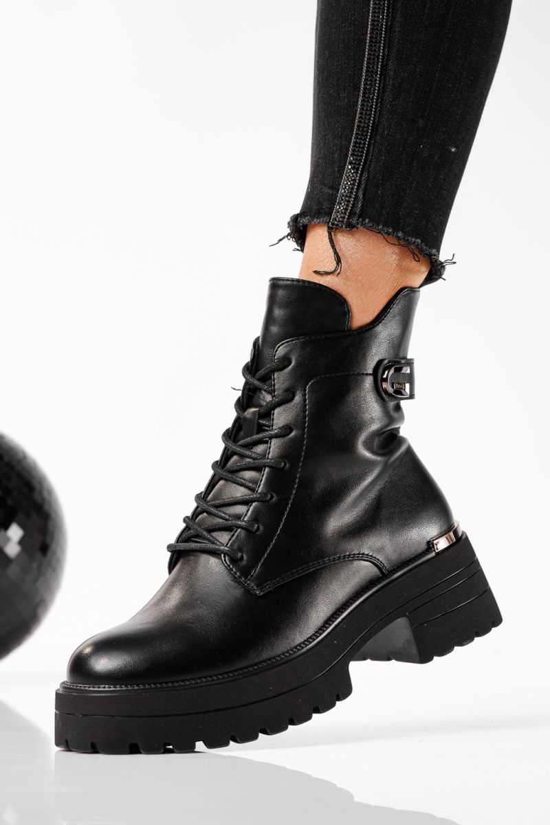 Ghete dama îmblanite negre din piele ecologica Dalia #22768