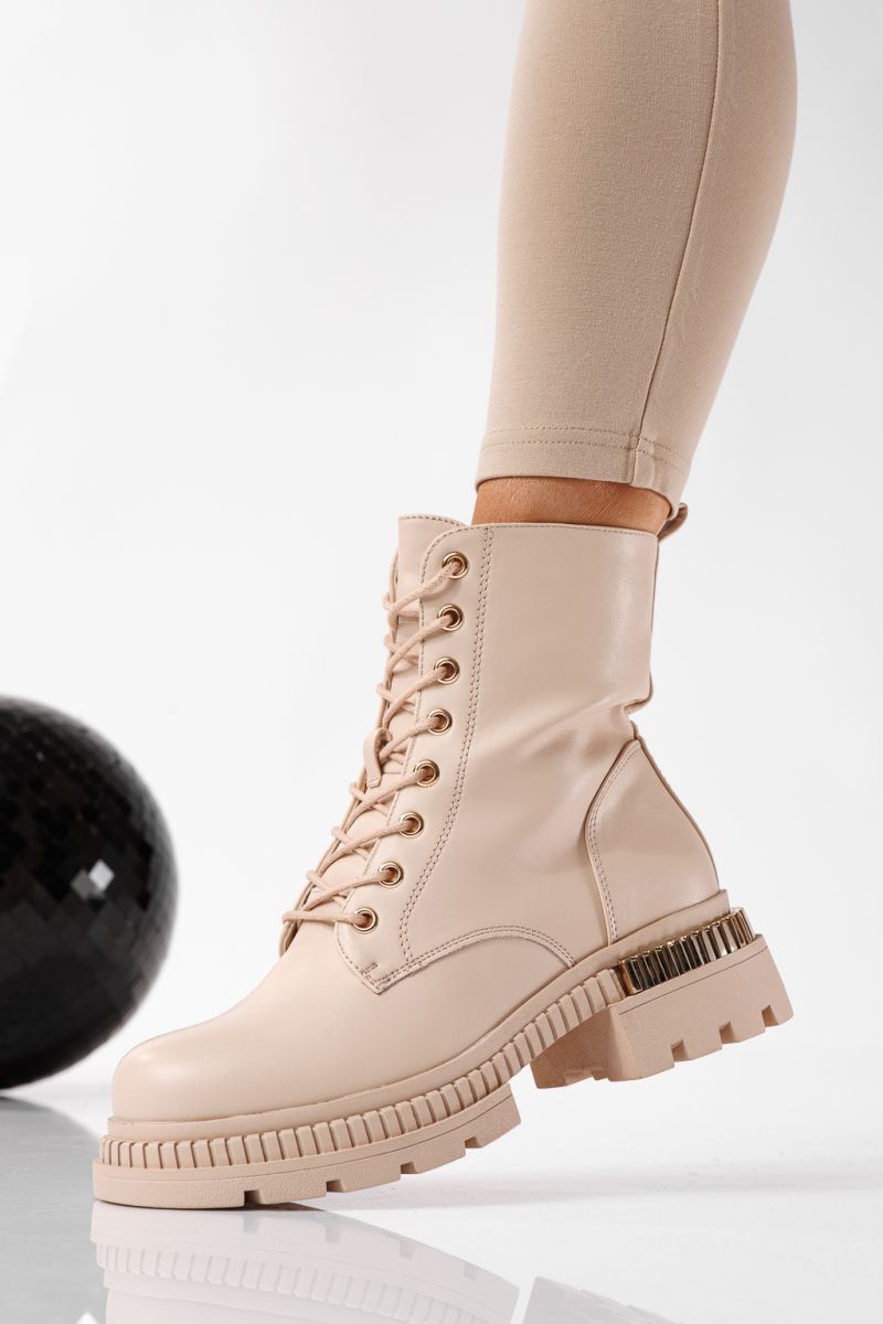 Ghete dama îmblanite bej din piele ecologica Joplin #22775