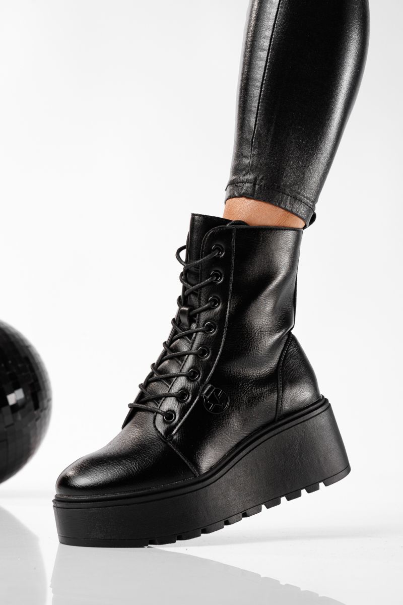 Ghete dama îmblanite negre din piele ecologica Aaliyah #22811