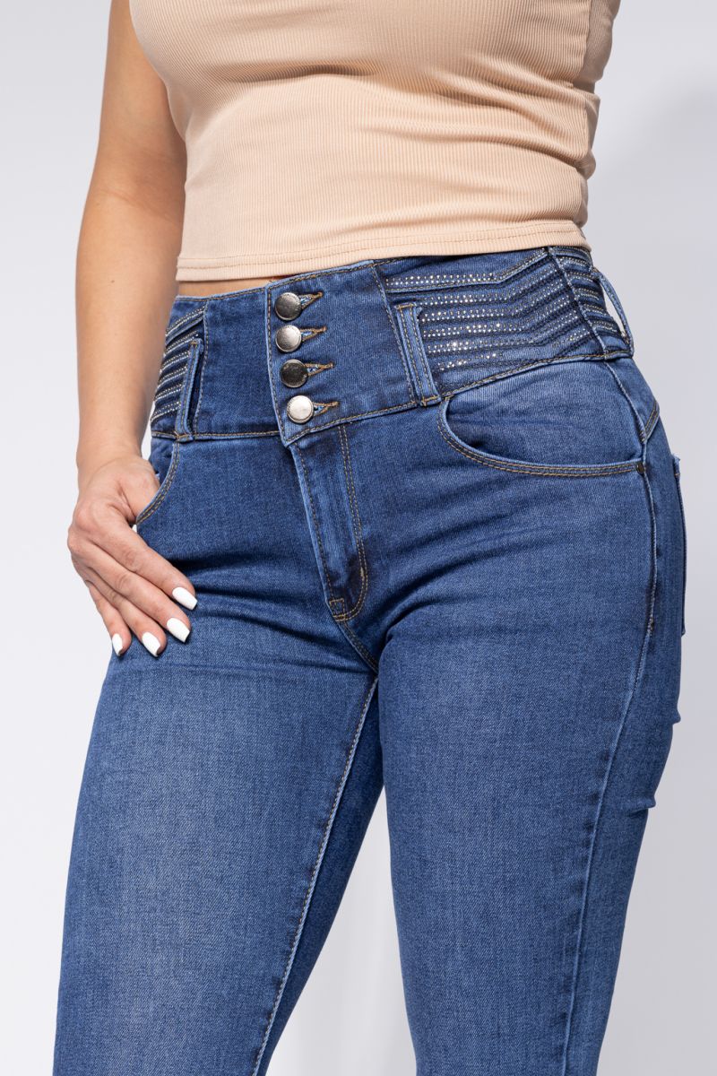 Blugi Skinny cu PushUp Dama Victoria Albastri #A658