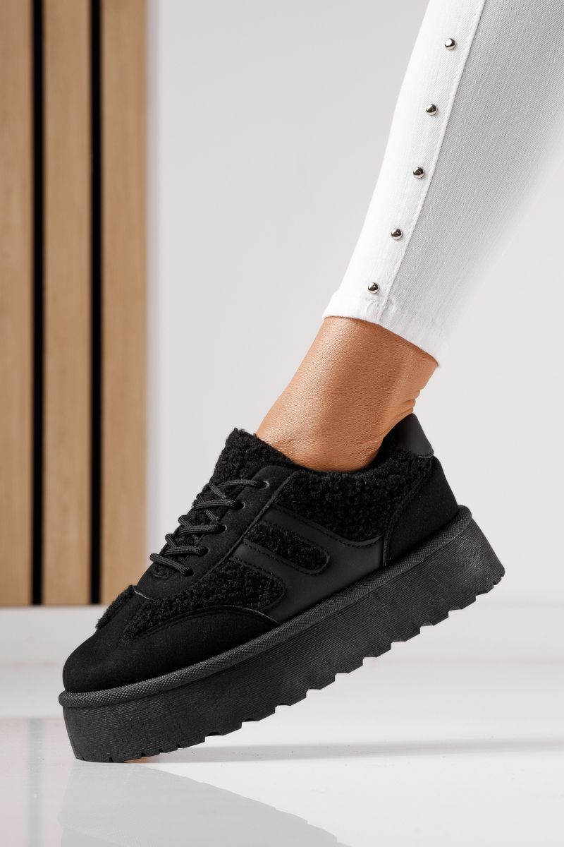 Adidasi dama vatuiti negri din piele ecologica intoarsa Lale #23041